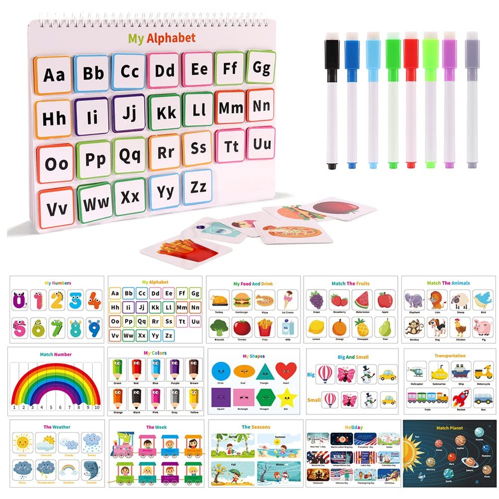 Aiyayou Creative Baby Activity Book with 8 Color Pens Kids Doodle Sensory Toys Kids DIY Paste Quiet Books Learning Toys Fun