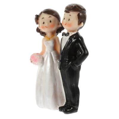 Toyvian Wear-Resistant Bride and Groom Doll Wedding Cake Topper Small Decorative Couple Figurine for Wedding Table and Home Display