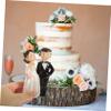 Toyvian Wear-Resistant Bride and Groom Doll Wedding Cake Topper Small Decorative Couple Figurine for Wedding Table and Home Display view 3