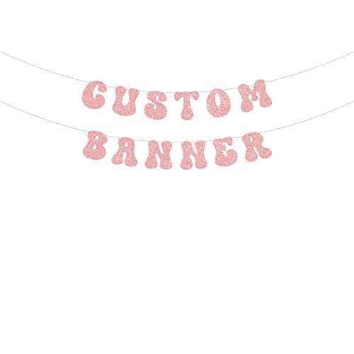 Retro font custom glitter party banner - custom groovy font party banner