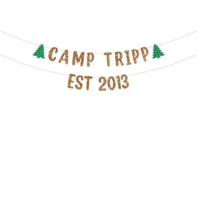Camping Birthday Party glitter custom party banner - custom kids birthday party banner