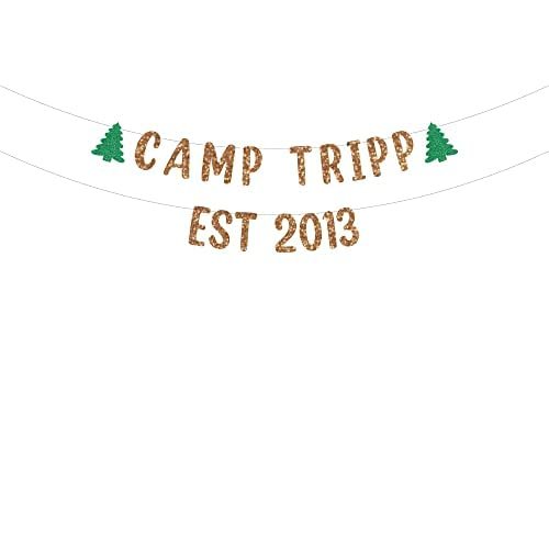 Camping Birthday Party glitter custom party banner - custom kids birthday party banner