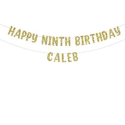 Happy 9th Birthday custom glitter party banner