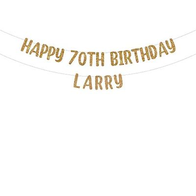 Happy 70th Birthday custom glitter party banner