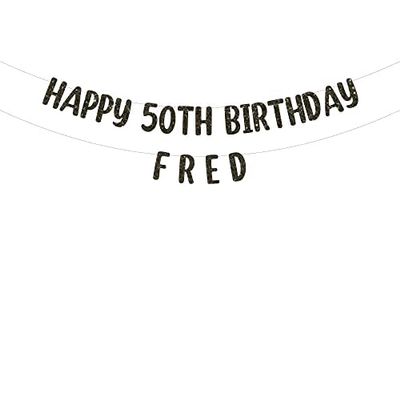 Happy 50th Birthday custom glitter party banner