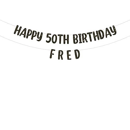 Happy 50th Birthday custom glitter party banner