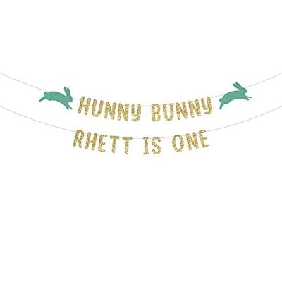 Hunny Bunny - Bunny First Birthday custom glitter party banner