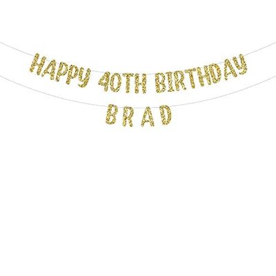 Happy 40th Birthday custom glitter party banner