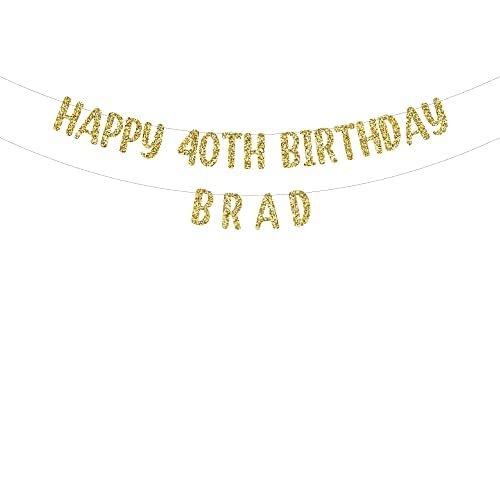 Happy 40th Birthday custom glitter party banner
