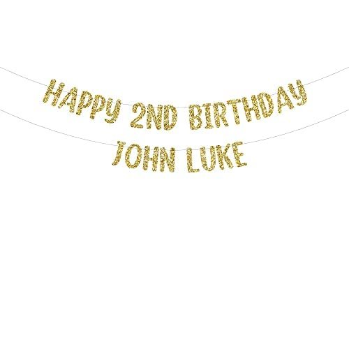 Happy 2nd Birthday custom glitter party banner