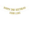 Happy 2nd Birthday custom glitter party banner view 1