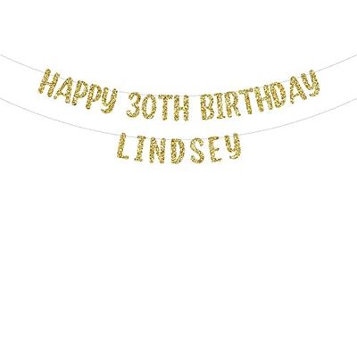 Happy 30th Birthday custom glitter party banner