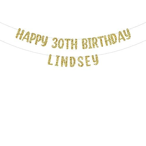 Happy 30th Birthday custom glitter party banner