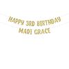 Happy 3rd Birthday custom glitter party banner view 1