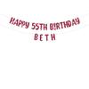 Happy 55th Birthday custom glitter party banner view 1