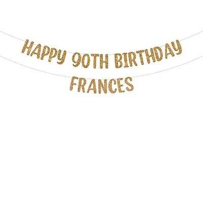 Happy 90th Birthday custom glitter party banner