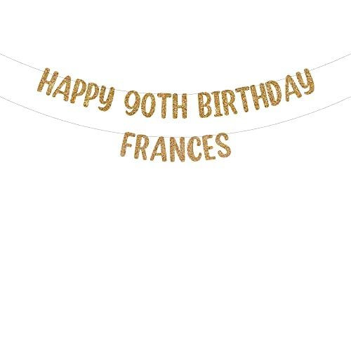 Happy 90th Birthday custom glitter party banner