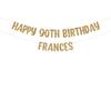 Happy 90th Birthday custom glitter party banner view 1