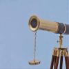 60 Inches Floor Standing Admirals Solid Brass Black Leather Marine Telescope, Nautical Home Decor Fully Functional Decorative Maritime Telescopes with Wooden Tripod Stand view 2