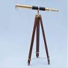 60 Inches Floor Standing Admirals Solid Brass Black Leather Marine Telescope, Nautical Home Decor Fully Functional Decorative Maritime Telescopes with Wooden Tripod Stand view 3