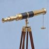 60 Inches Floor Standing Admirals Solid Brass Black Leather Marine Telescope, Nautical Home Decor Fully Functional Decorative Maritime Telescopes with Wooden Tripod Stand view 4