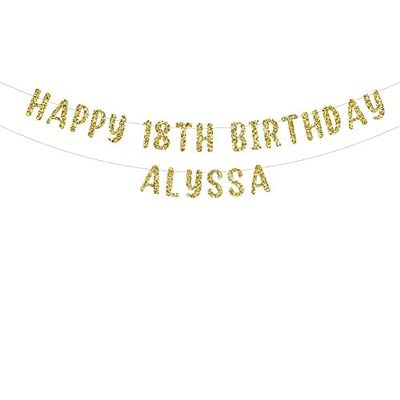 Happy 18th Birthday custom glitter party banner