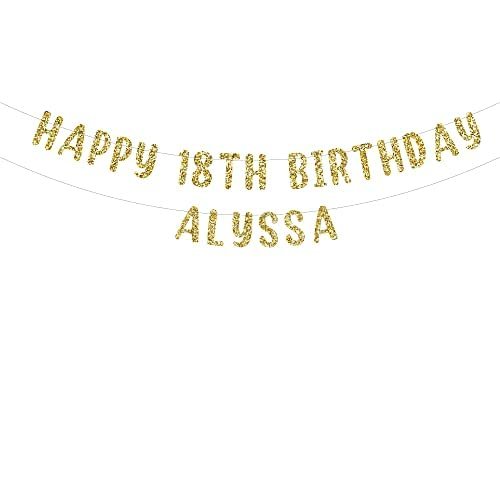 Happy 18th Birthday custom glitter party banner