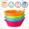 PLASKIDY Kids Cereal Bowls with Straws - Set of 6 Plastic Bowl with Straw For kids BPA Free Dishwasher and Microwave Safe - 22 Oz Toddlers Bowls with Built-In Straws Includes 3 Cleaning Brushes view 2