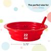 PLASKIDY Kids Cereal Bowls with Straws - Set of 6 Plastic Bowl with Straw For kids BPA Free Dishwasher and Microwave Safe - 22 Oz Toddlers Bowls with Built-In Straws Includes 3 Cleaning Brushes view 3