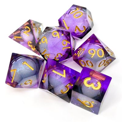 Sage's Portal Souls Liquid Core 7-PC Sharp Edge Resin Polyhedral DND Dice Set for Dungeons and Dragons Dice RPG Tabletop TTRPG (Twilight Soul)