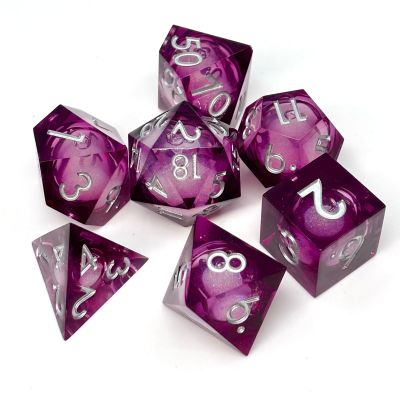 Sage's Portal Souls Liquid Core 7-PC Sharp Edge Resin Polyhedral DND Dice Set for Dungeons and Dragons Dice RPG Tabletop TTRPG (Vesper Souls)
