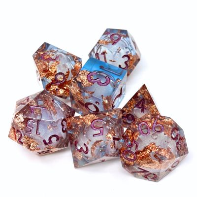 Sage's Portal Souls Liquid Core 7-PC Sharp Edge Resin Polyhedral DND Dice Set for Dungeons and Dragons Dice RPG Tabletop TTRPG (Void Souls)