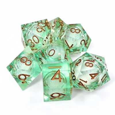 Sage's Portal Souls Liquid Core 7-PC Sharp Edge Resin Polyhedral DND Dice Set for Dungeons and Dragons Dice RPG Tabletop TTRPG(Ocean Souls)