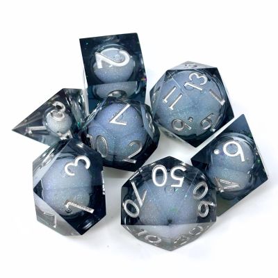 Sage's Portal Souls Liquid Core 7-PC Sharp Edge Resin Polyhedral DND Dice Set for Dungeons and Dragons Dice RPG Tabletop TTRPG (Winter Souls)