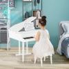 HONEY JOY Classical Kids Piano, 30-Key Mini Grand Piano with Music Stand and Bench, Wooden Musical Instrument Toy w/Lid & Music Rack, Gift for Boys Girls Ages 3+ (3 Straight Leg-White) view 2