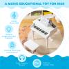 HONEY JOY Classical Kids Piano, 30-Key Mini Grand Piano with Music Stand and Bench, Wooden Musical Instrument Toy w/Lid & Music Rack, Gift for Boys Girls Ages 3+ (3 Straight Leg-White) view 3