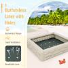 HONEY JOY Sandbox with Cover, 47 x 47 Inch Square Sand Pit for Backyard, Bottom Drainage Oxford Liner, HDPE Playful All Weather Resistant Sand Boxes for Kids Outdoor with Lid (White) view 4