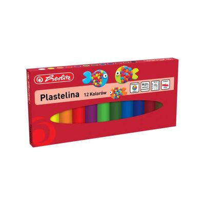 Herlitz Plasticine 12 Colors for Kindergarten School | Creative fun for children and adults | Modelina Soft Safe Non-toxic Non-marking Washable | Smooth and easy to model