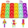 Pop Blocks Fidget Toys, Rainbow Silicone Popper Infinity DIY Building Blocks CVC Words Learning Phonics Color Recognition Game Anxiety Stress Reliever Autistic Sensory Toy (Rainbow) view 1