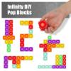 Pop Blocks Fidget Toys, Rainbow Silicone Popper Infinity DIY Building Blocks CVC Words Learning Phonics Color Recognition Game Anxiety Stress Reliever Autistic Sensory Toy (Rainbow) view 2