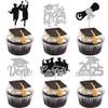 24 Pack 2025 Graduation Cupcake Toppers Glitter So Proud of You Cupcake Picks Diploma Done Congrats 2025 Cupcake Decorations for Class of 2025 Graduation Theme Party Supplies Silver Black view 1