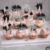 24 Pack 2025 Graduation Cupcake Toppers Glitter So Proud of You Cupcake Picks Diploma Done Congrats 2025 Cupcake Decorations for Class of 2025 Graduation Theme Party Supplies Silver Black view 3