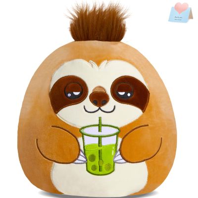 CozyWorld 12" Sloth Plush Stuffed Animals Plushie Original Sloth with Tea Soft Squishy Pillow, Collect Plush Pillow Gift for Adult Kids Boys Girls