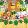 126Pcs Luau Party Decorations Supplies Tropical Palm Leaves Hibiscus Flowers Simulation Artificial Leaf for Hawaiian Luau Safari Parties Jungle Beach Theme BBQ Birthday Party Decorations Table Dcor view 3