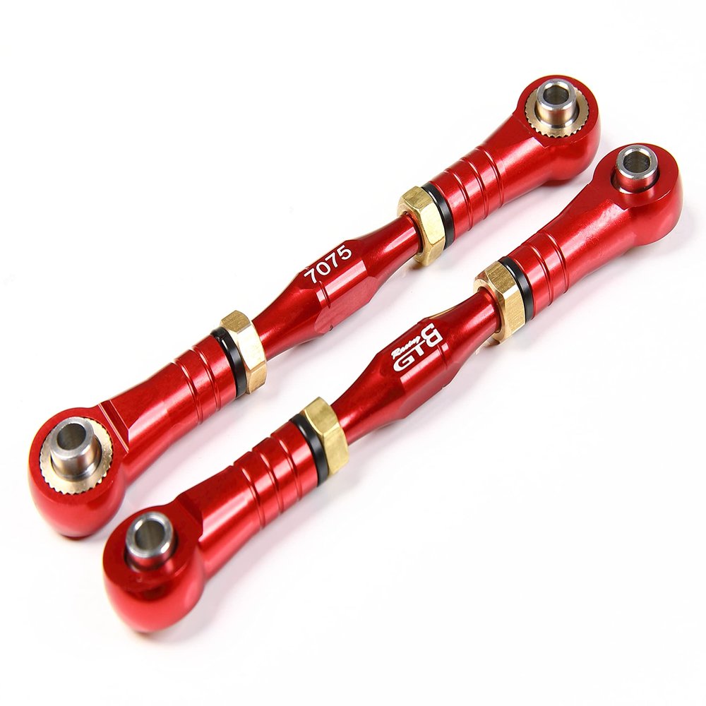 GTBRacing CNC Aluminum Hard Anodized 7075 Servo Steering Link Turnbuckle Tie Rod for 1/5 RC Car LOSI DBXL-E 2.0 Upgrade Part (Red)