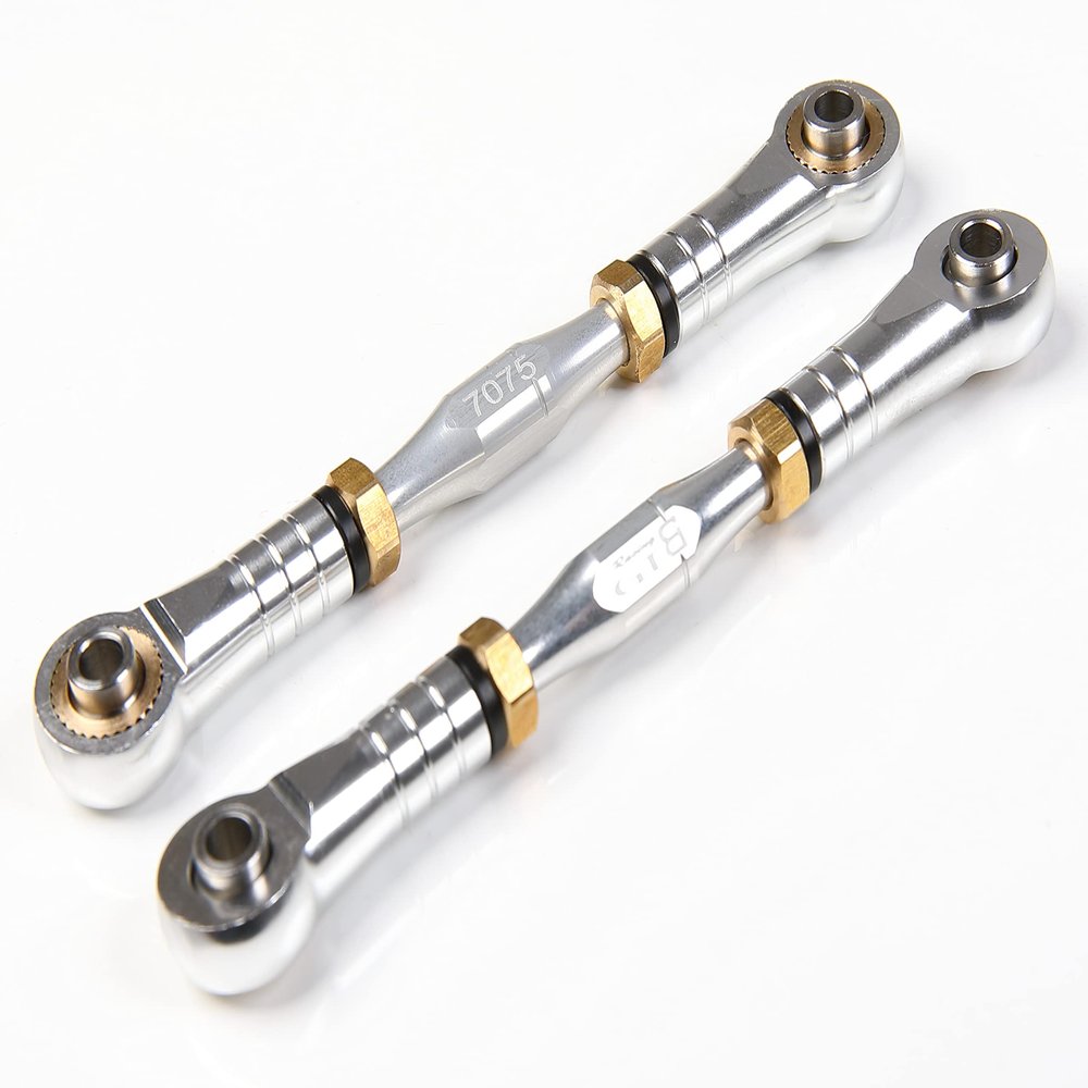 GTBRacing CNC Aluminum Hard Anodized 7075 Servo Steering Link Turnbuckle Tie Rod for 1/5 RC Car LOSI DBXL-E 2.0 Upgrade Part (Silver)