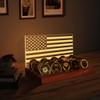 Ammonite Light up Challenge Coin Display, American Flag Coin Holder with Warm White Color Ligh Solid Wood 4 Row Holder Wooden Rack Gift Challenge Coins Stand for Military Army for Him Father view 2