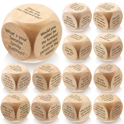 Hanaive 12 Pcs Ice Breaking Dice Games for Conversation Starter,Wood Color