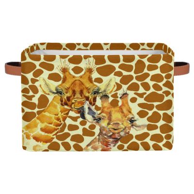 Animal Giraffe Print Storage Basket Cube Large Collapsible Toys Storage Box Bin Laundry Organizer for Closet Shelf Nursery Kids Bedroom,15x11x9.5 in,2 Pack
