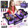 Hollyhi 59Pcs Kids Makeup Kit for Girl, Washable Play Makeup Toys Set for Dress Up, Beauty Vanity Set with Cosmetic Case Birthday Toys for Girls 3 4 5 6 7 8 9 10 11 12 Year Old Kids Toddlers (Purple) view 1